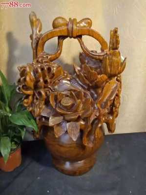 木雕上雕刻兰花代表什么（木雕花蓝摆件图片）-图3